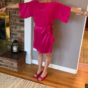Pink raw silk dress 💗 Talbots size 2 petite. Self tie belt…. Shoes are 4 sale 2